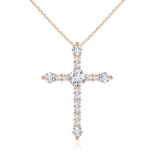 5.6mm FGVS Lab-Grown Prong-Set Diamond Budded Cross Pendant in 18K Rose Gold