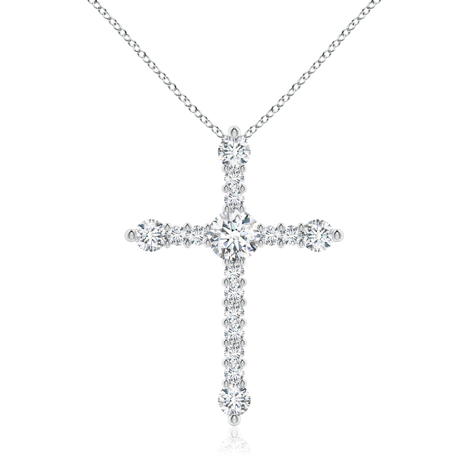 5.6mm FGVS Lab-Grown Prong-Set Diamond Budded Cross Pendant in White Gold 