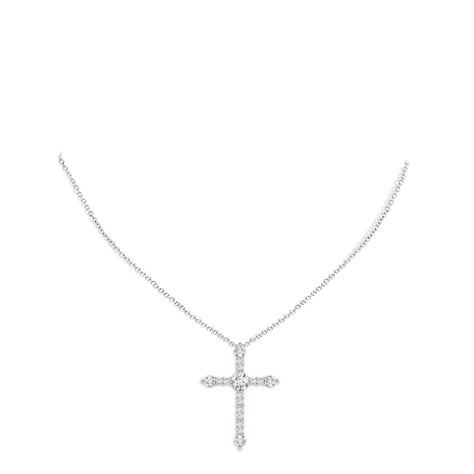 5.6mm FGVS Lab-Grown Prong-Set Diamond Budded Cross Pendant in White Gold pen