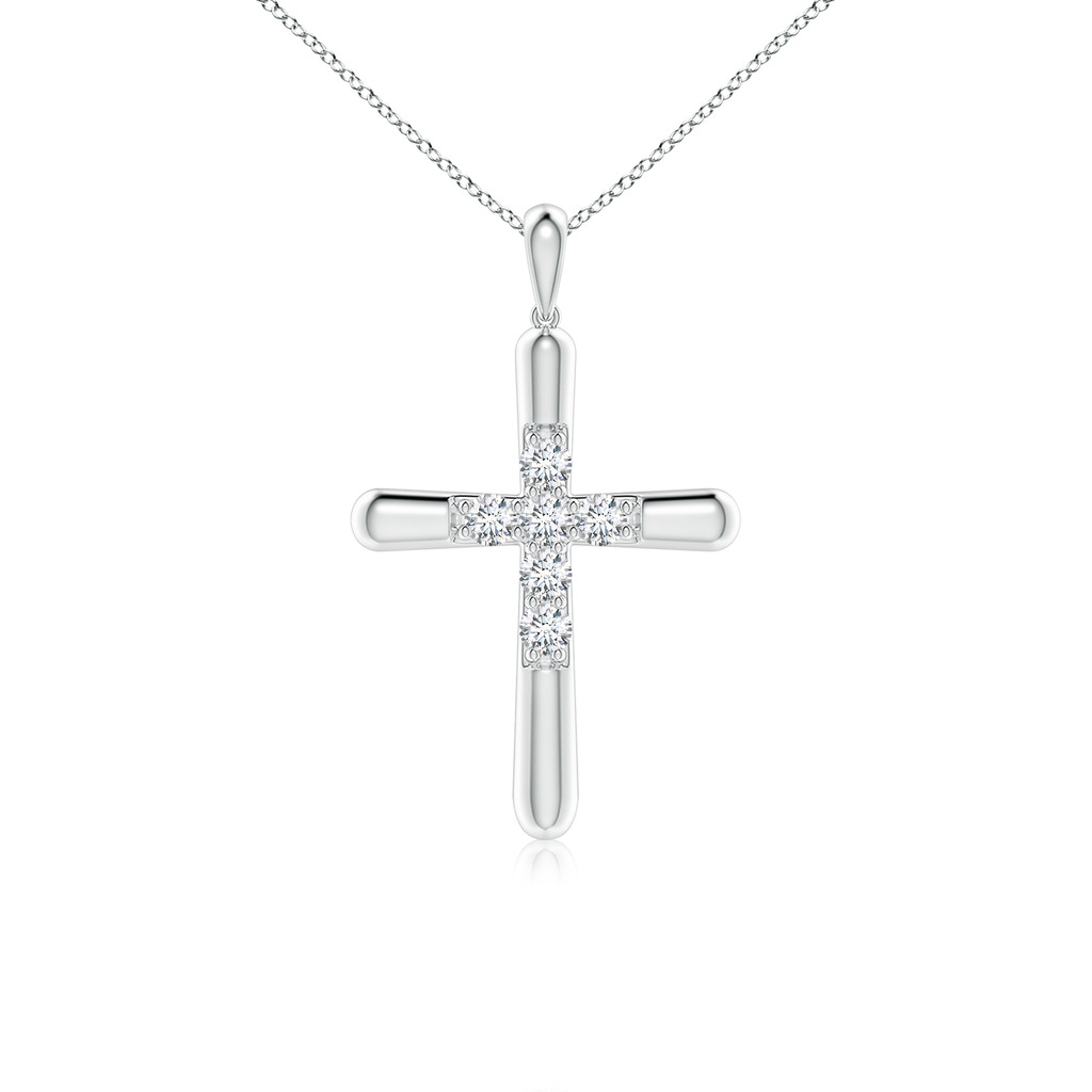 3.2mm FGVS Lab-Grown Prong-Set Diamond Fluted Cross Pendant in P950 Platinum