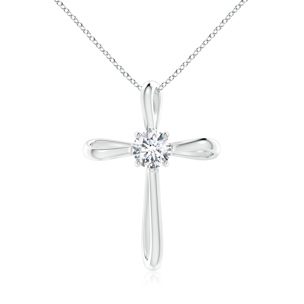 5.1mm FGVS Lab-Grown Diamond Ribbon Twist Cross Pendant in 18K White Gold