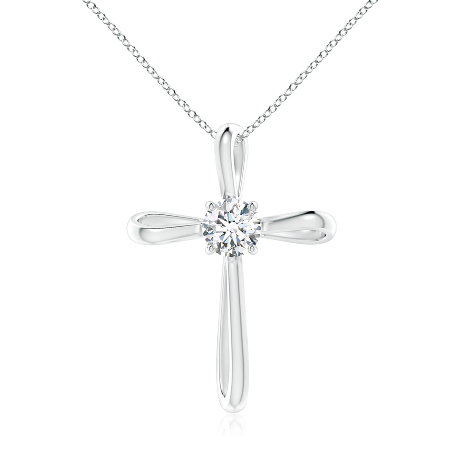 5.1mm FGVS Lab-Grown Diamond Ribbon Twist Cross Pendant in 18K White Gold 