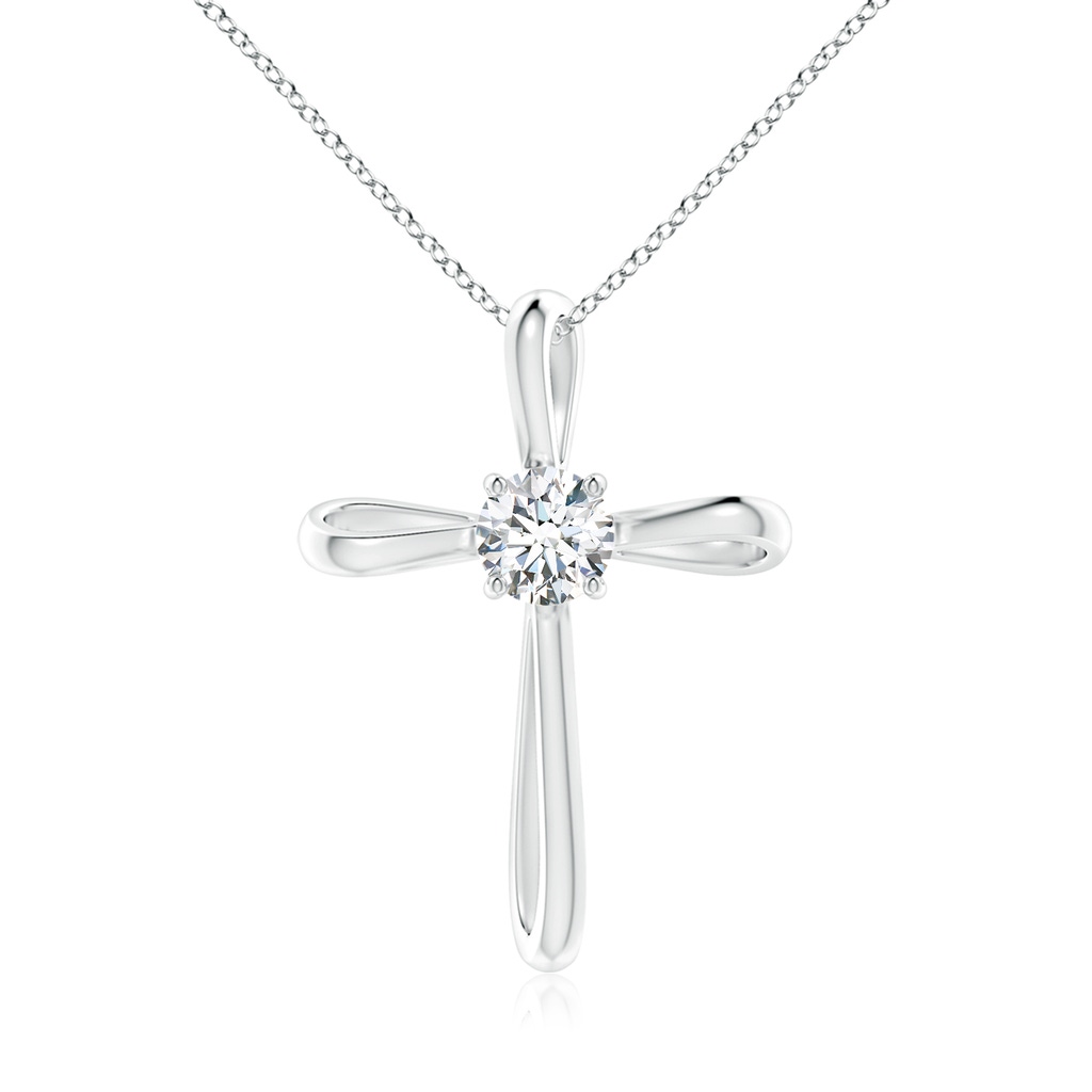 5.1mm FGVS Lab-Grown Diamond Ribbon Twist Cross Pendant in White Gold