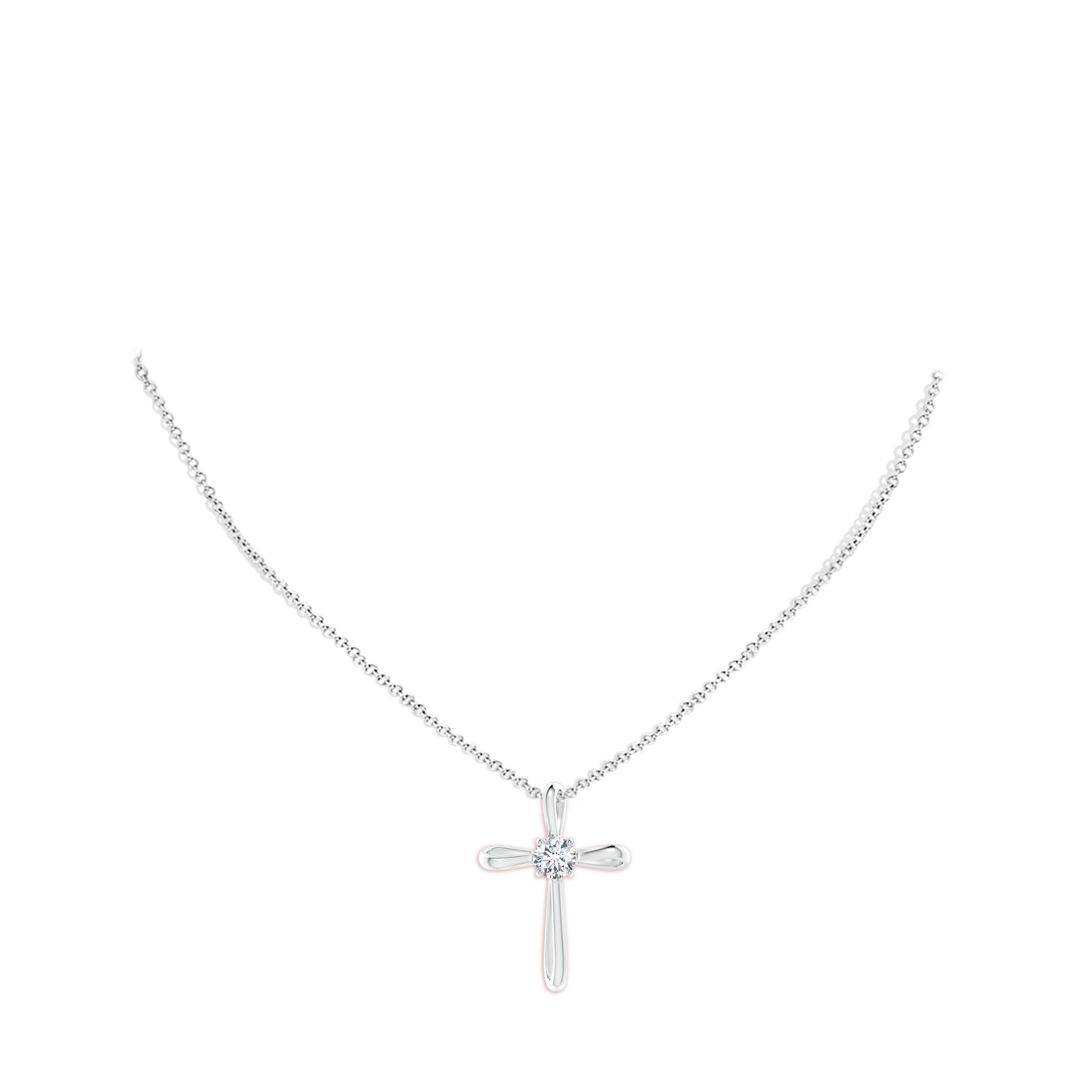 5.1mm FGVS Lab-Grown Diamond Ribbon Twist Cross Pendant in White Gold - body_neck
