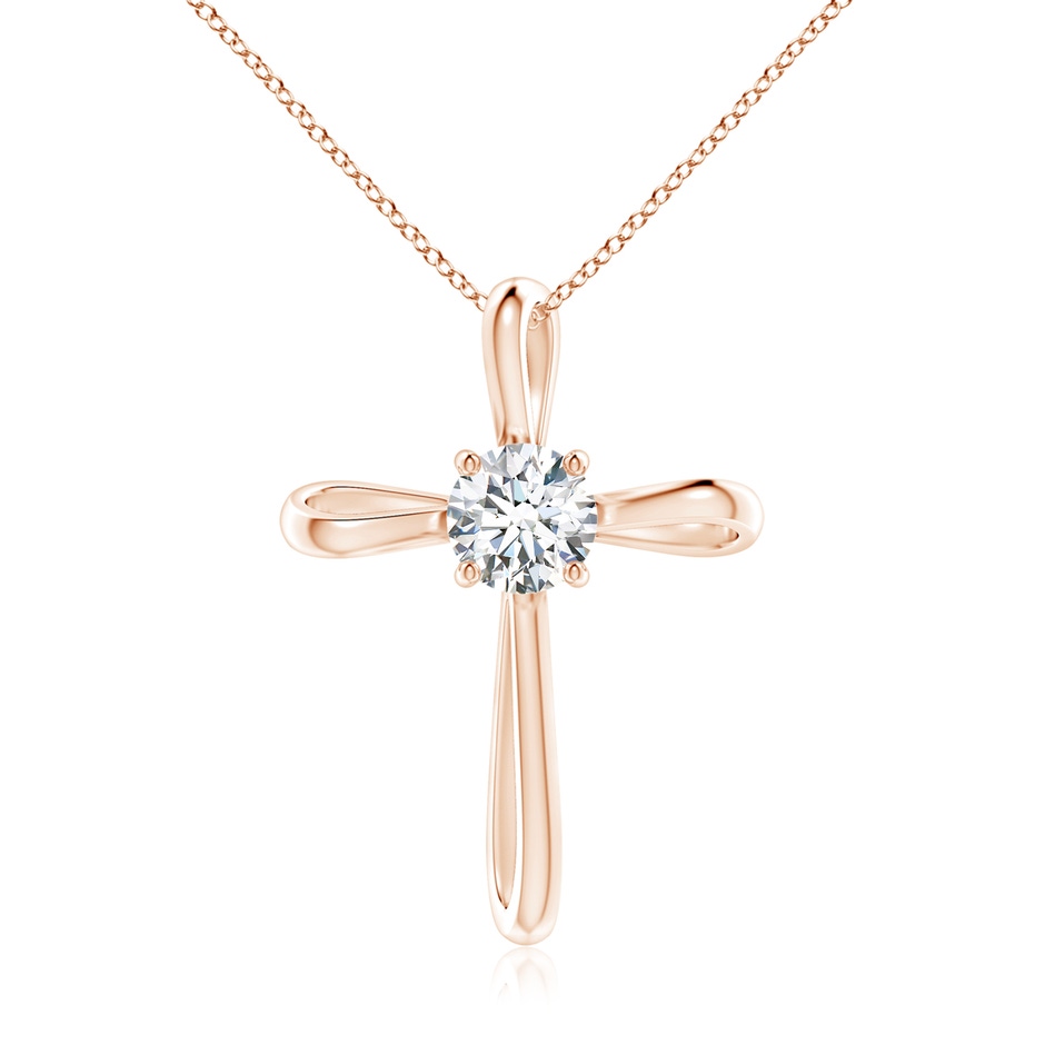 6.4mm FGVS Lab-Grown Diamond Ribbon Twist Cross Pendant in Rose Gold 