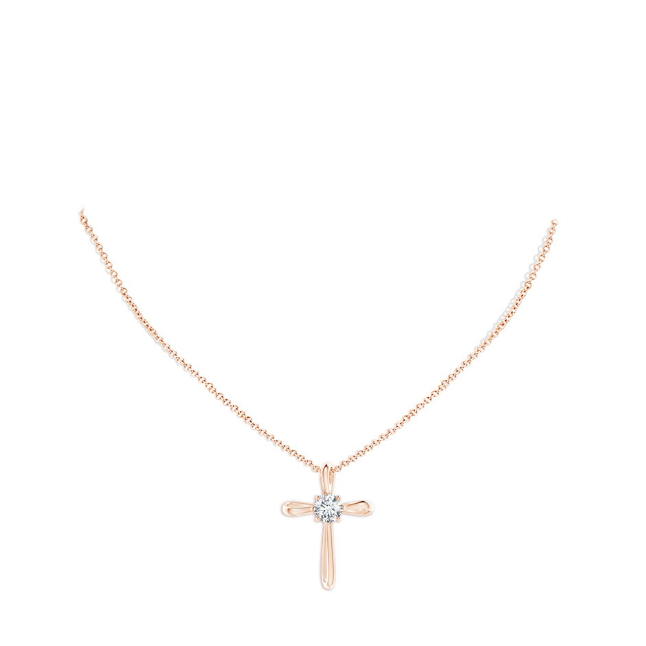 6.4mm FGVS Lab-Grown Diamond Ribbon Twist Cross Pendant in Rose Gold pen