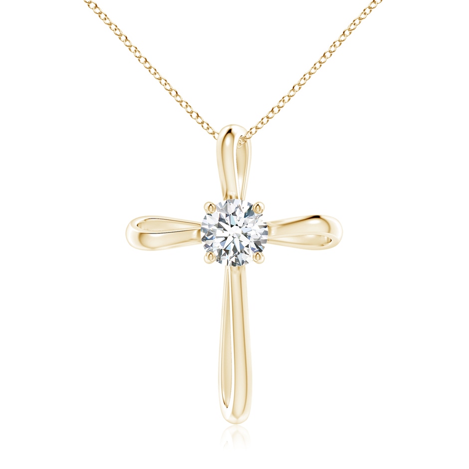 6.4mm FGVS Lab-Grown Diamond Ribbon Twist Cross Pendant in Yellow Gold 