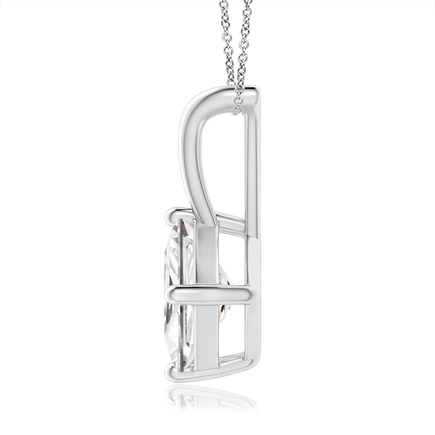5.5mm FGVS Lab-Grown Prong-Set Princess-Cut Diamond Solitaire V-Bale Pendant in 18K White Gold