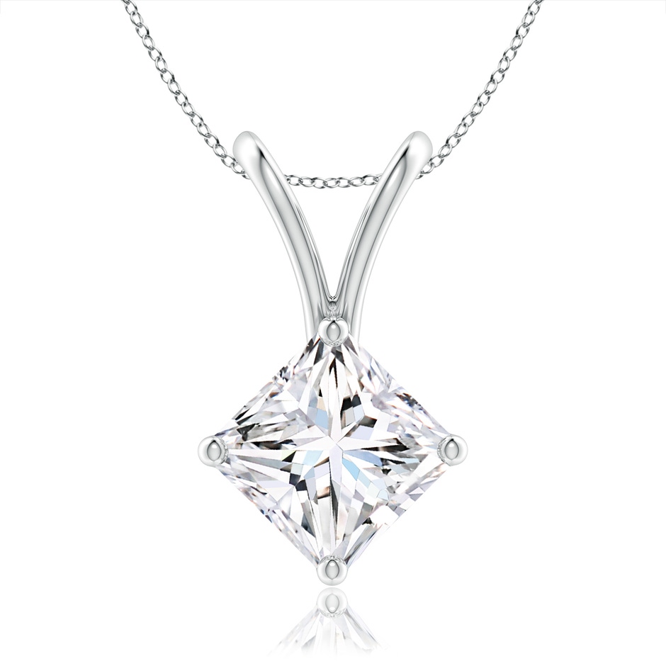 5.5mm FGVS Lab-Grown Prong-Set Princess-Cut Diamond Solitaire V-Bale Pendant in White Gold 