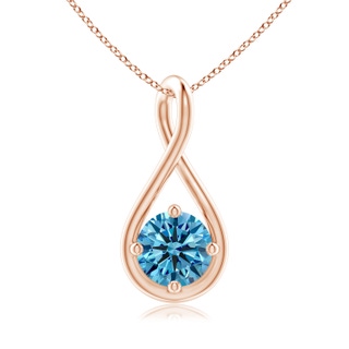 5.1mm Labgrown Solitaire Lab-Grown Fancy Intense Blue Diamond Twist Bale Pendant in Rose Gold