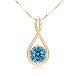 Infinity Yellow Gold Lab Grown Blue Diamond Necklaces & Pendants