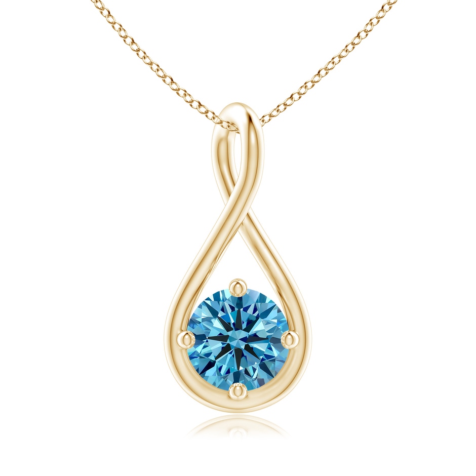 5.1mm Labgrown Solitaire Lab-Grown Fancy Intense Blue Diamond Twist Bale Pendant in Yellow Gold 