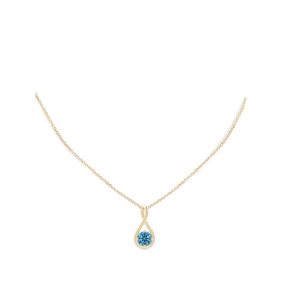 5.1mm Labgrown Solitaire Lab-Grown Fancy Intense Blue Diamond Twist Bale Pendant in Yellow Gold pen