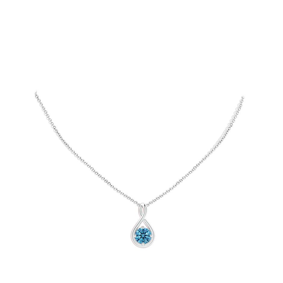 6.4mm Labgrown Solitaire Lab-Grown Fancy Intense Blue Diamond Twist Bale Pendant in White Gold pen