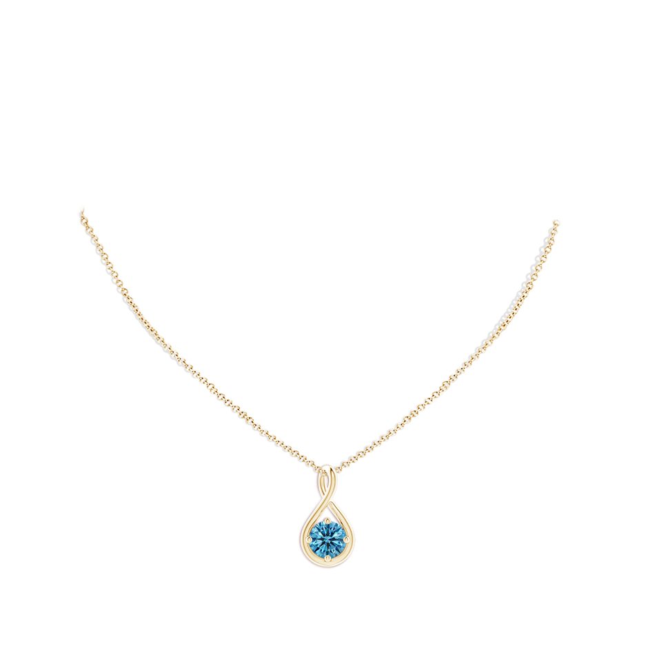 6.4mm Labgrown Solitaire Lab-Grown Fancy Intense Blue Diamond Twist Bale Pendant in Yellow Gold pen