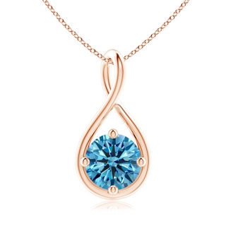 8mm Labgrown Solitaire Lab-Grown Fancy Intense Blue Diamond Twist Bale Pendant in Rose Gold