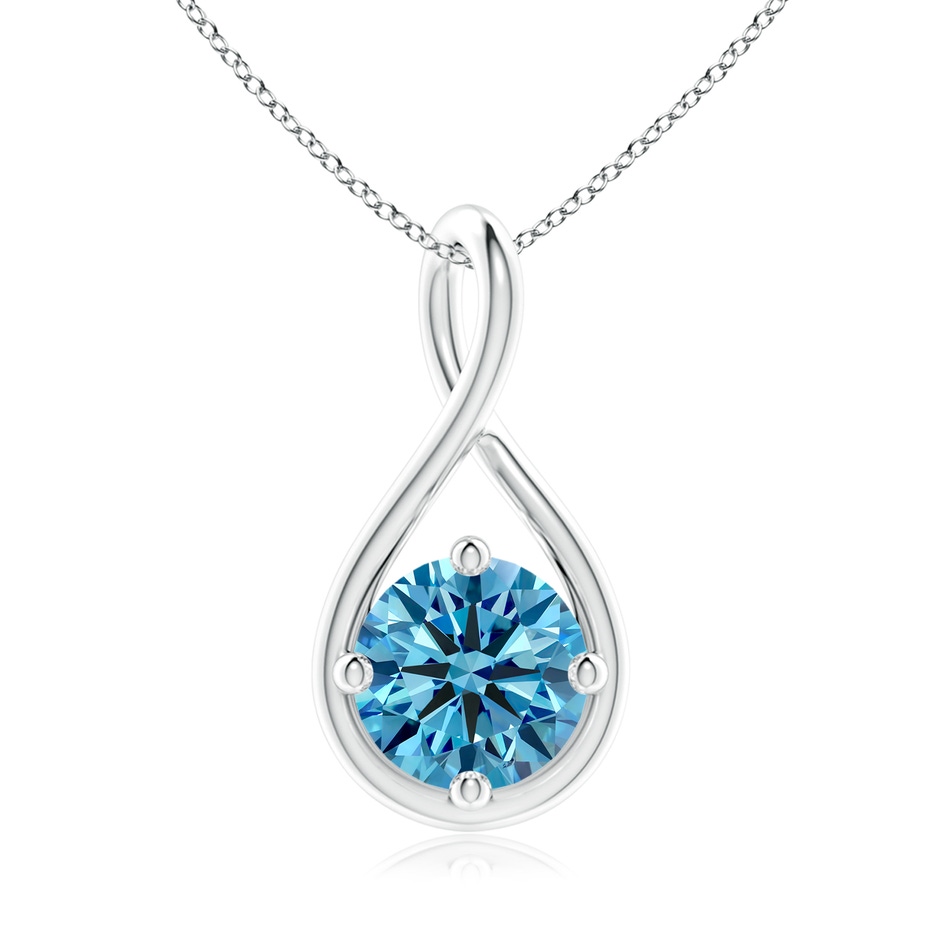 8mm Labgrown Solitaire Lab-Grown Fancy Intense Blue Diamond Twist Bale Pendant in White Gold 