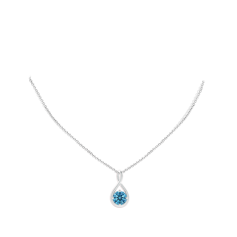 8mm Labgrown Solitaire Lab-Grown Fancy Intense Blue Diamond Twist Bale Pendant in White Gold pen