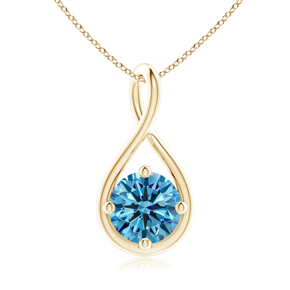 8mm Labgrown Solitaire Lab-Grown Fancy Intense Blue Diamond Twist Bale Pendant in Yellow Gold 
