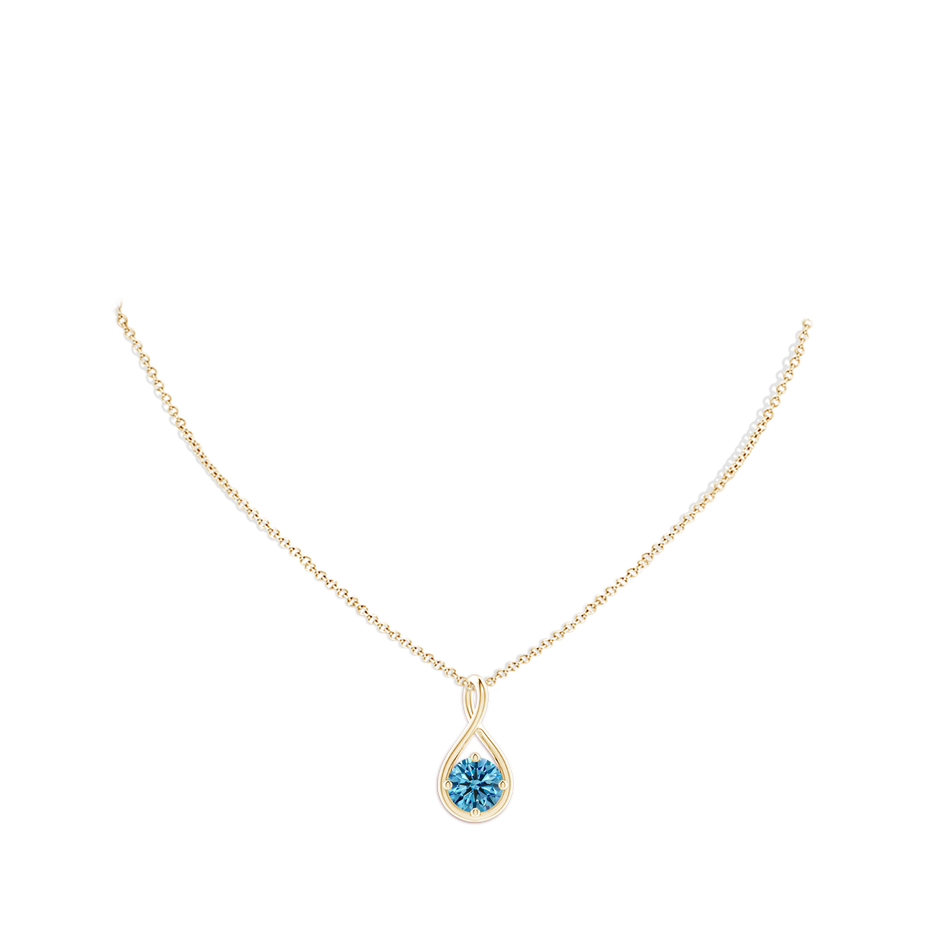 8mm Labgrown Solitaire Lab-Grown Fancy Intense Blue Diamond Twist Bale Pendant in Yellow Gold pen