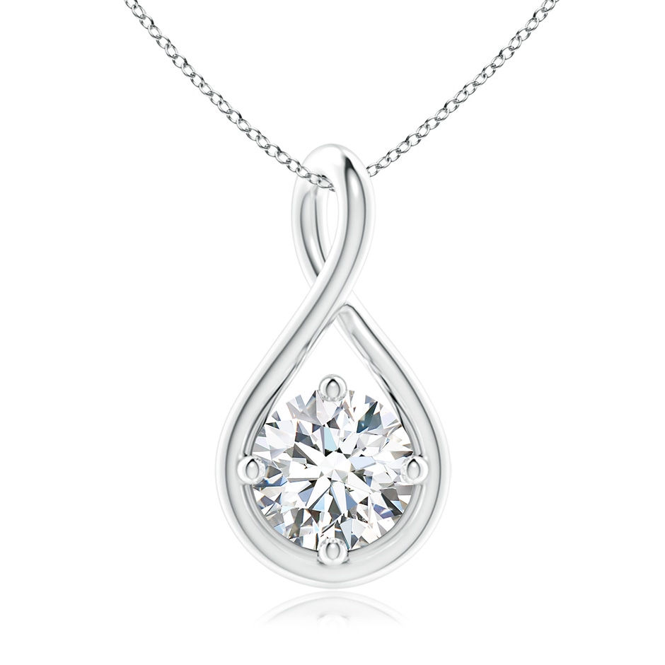 6.4mm FGVS Lab-Grown Solitaire Diamond Twist Bale Pendant in 18K White Gold 