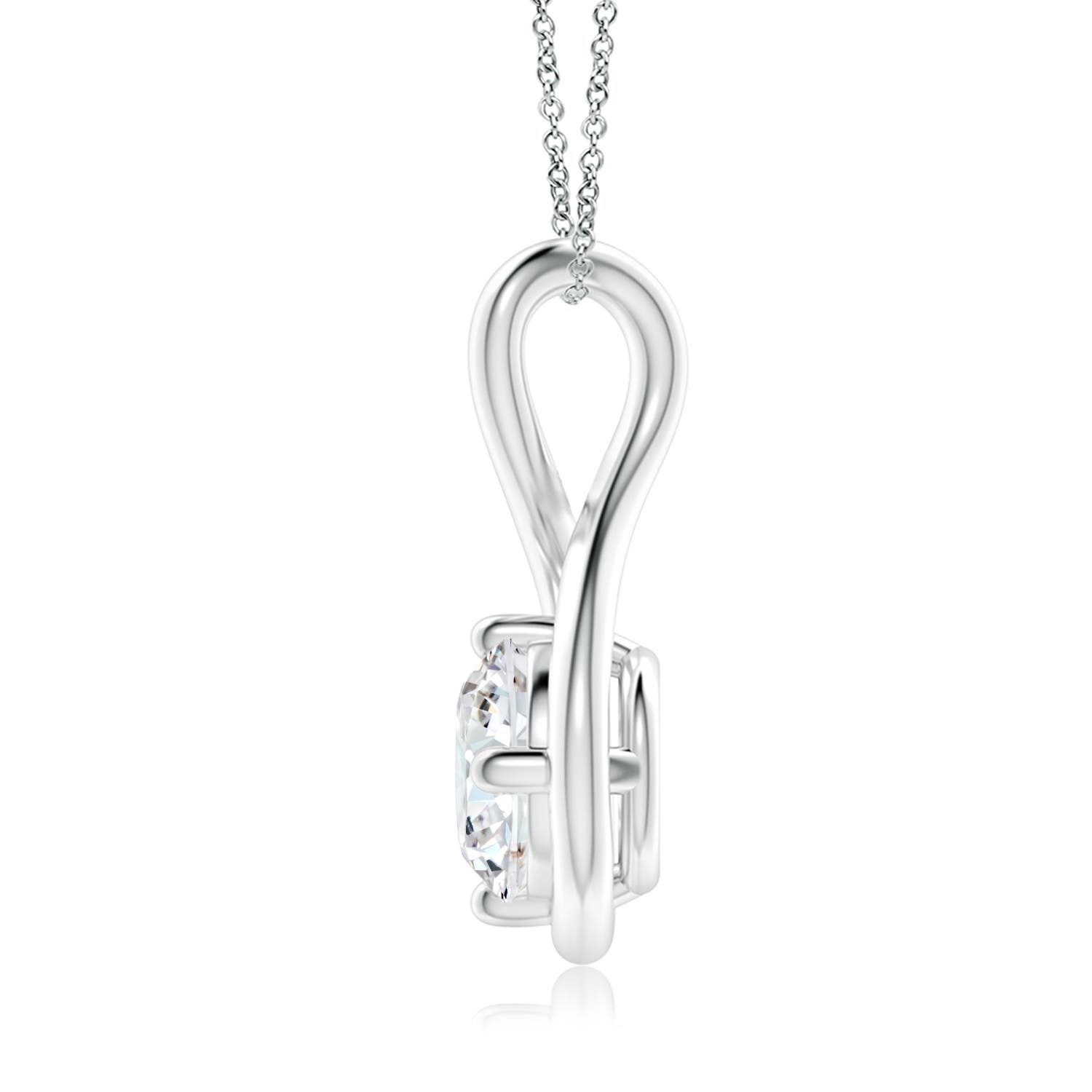 6.4mm FGVS Lab-Grown Solitaire Diamond Twist Bale Pendant in 18K White Gold