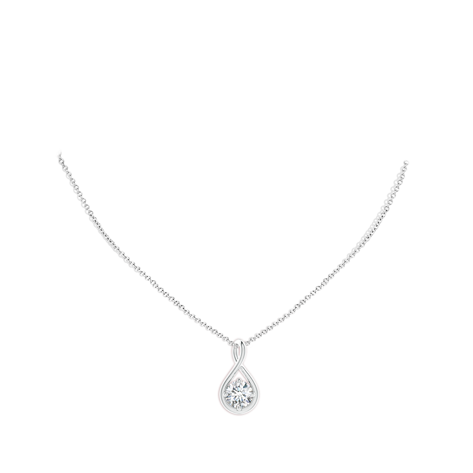 6.4mm FGVS Lab-Grown Solitaire Diamond Twist Bale Pendant in 18K White Gold pen