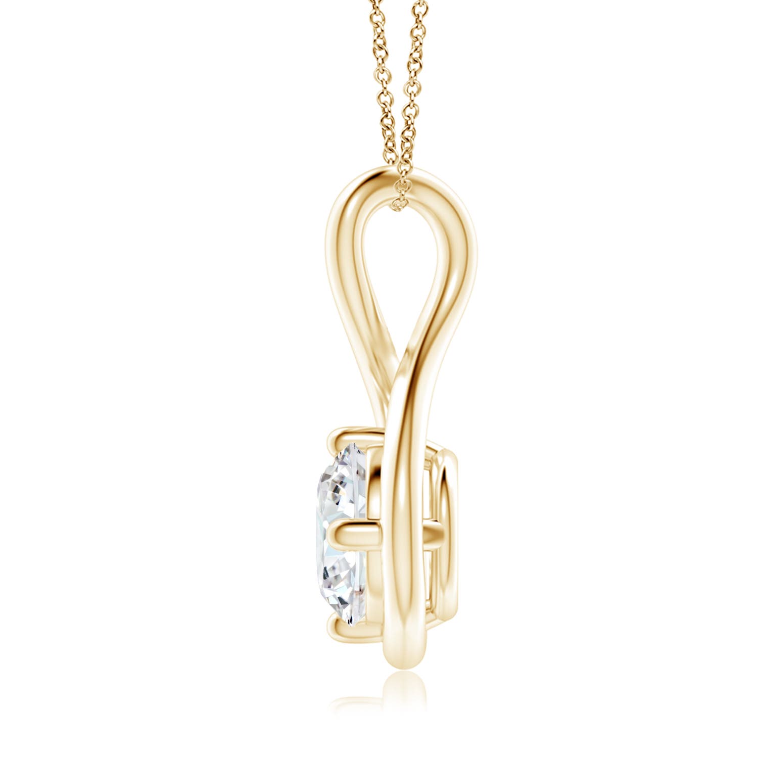 6.4mm FGVS Lab-Grown Solitaire Diamond Twist Bale Pendant in 18K Yellow Gold