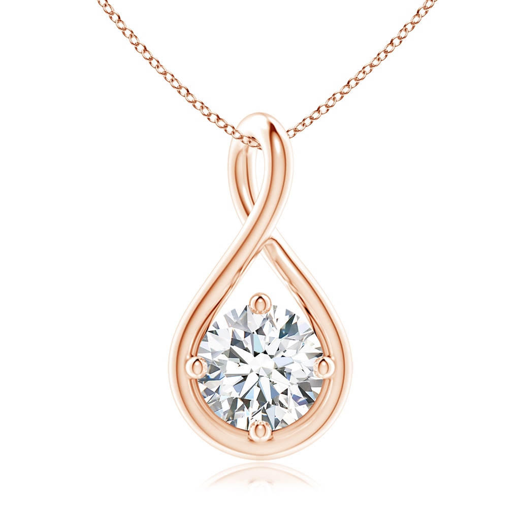 6.4mm FGVS Lab-Grown Solitaire Diamond Twist Bale Pendant in Rose Gold