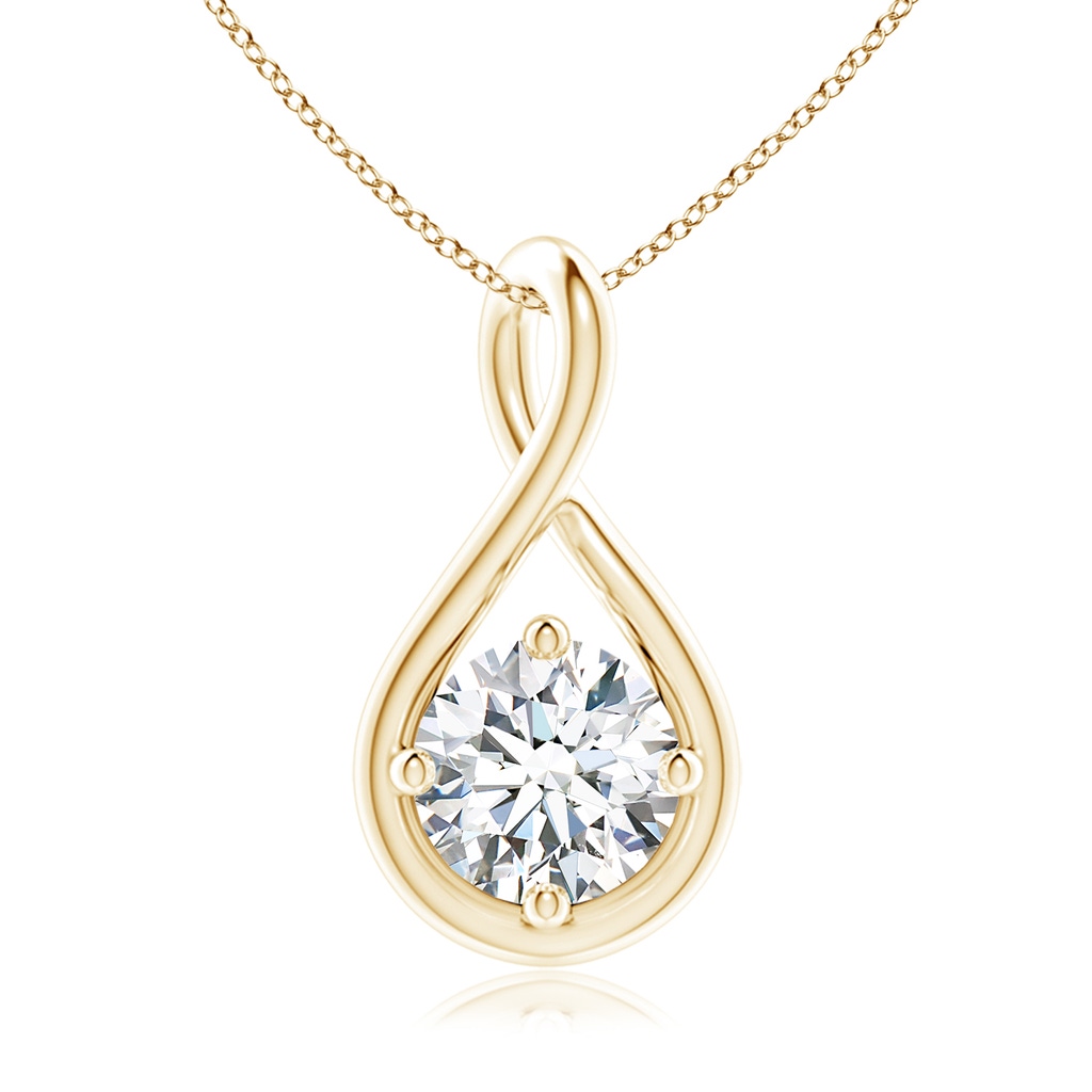 6.4mm FGVS Lab-Grown Solitaire Diamond Twist Bale Pendant in Yellow Gold 