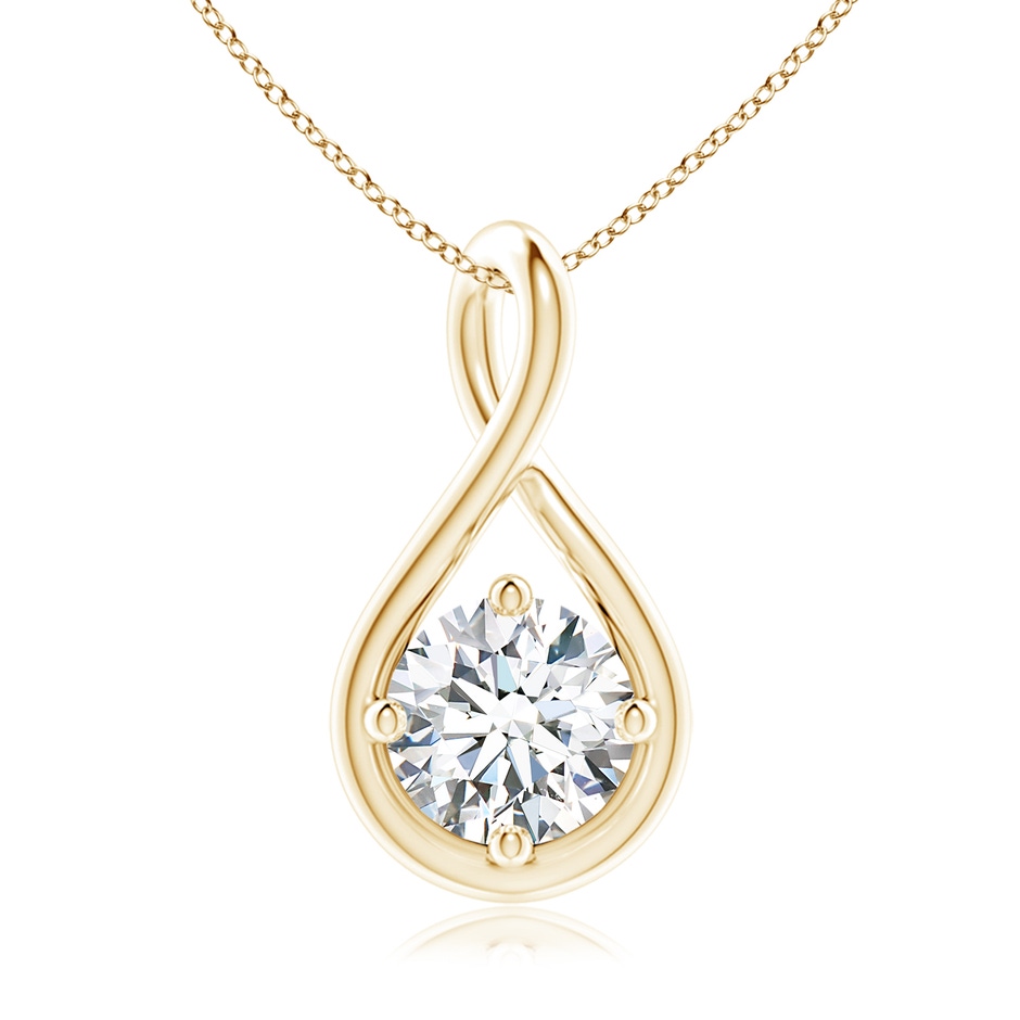 6.4mm FGVS Lab-Grown Solitaire Diamond Twist Bale Pendant in Yellow Gold 