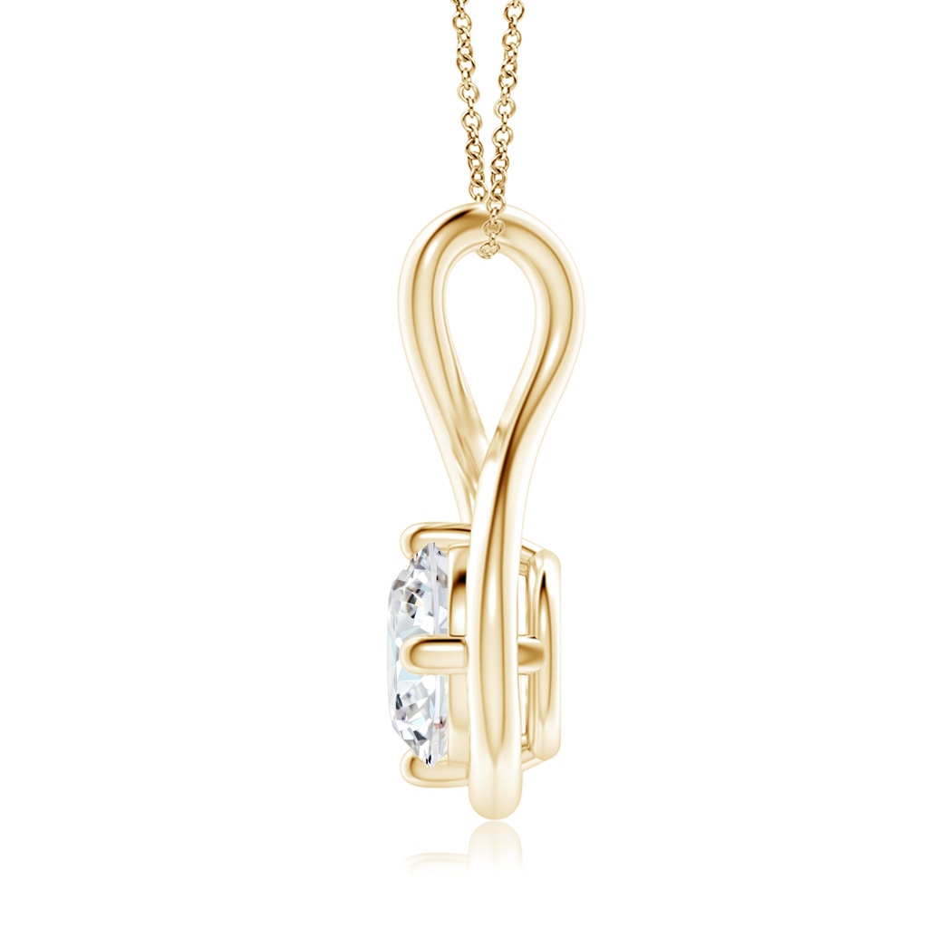 6.4mm FGVS Lab-Grown Solitaire Diamond Twist Bale Pendant in Yellow Gold Side 199