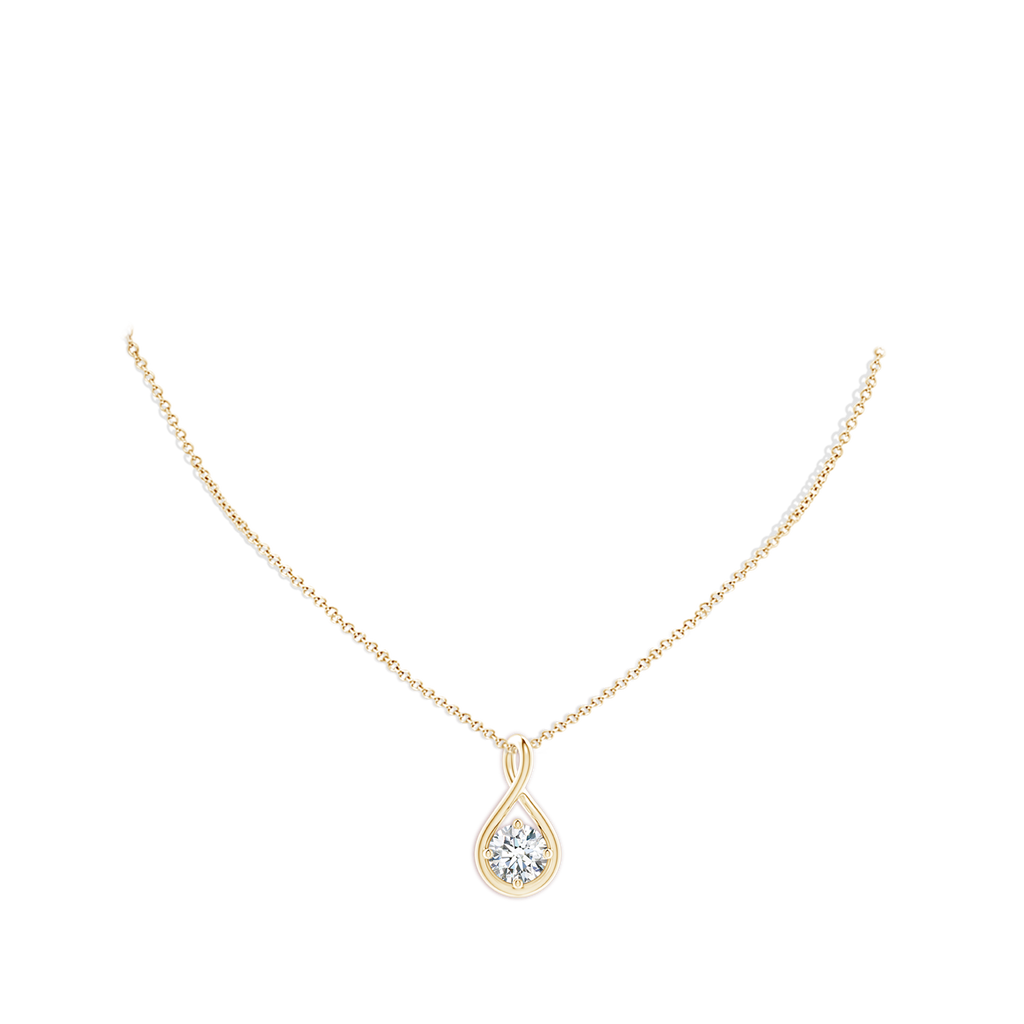6.4mm FGVS Lab-Grown Solitaire Diamond Twist Bale Pendant in Yellow Gold pen