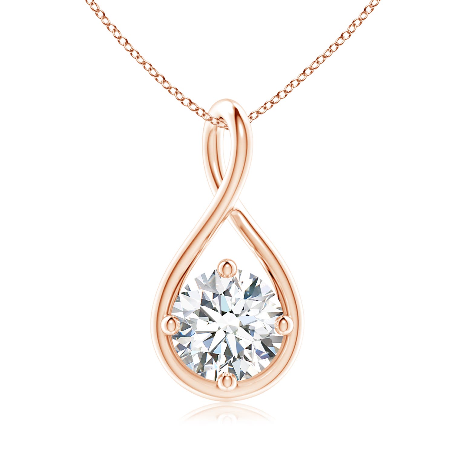 8mm FGVS Lab-Grown Solitaire Diamond Twist Bale Pendant in 18CT Rose Gold