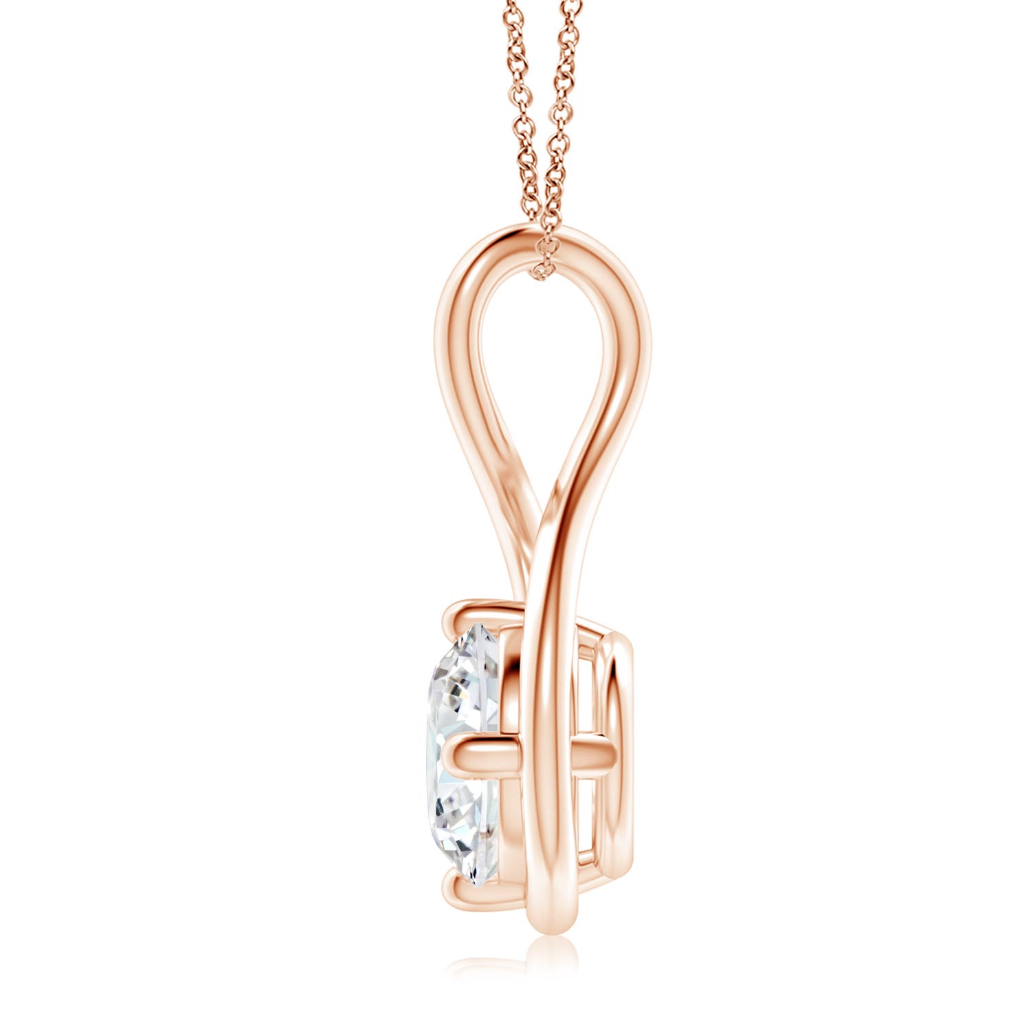 9.1mm FGVS Lab-Grown Solitaire Diamond Twist Bale Pendant in 18K Rose Gold