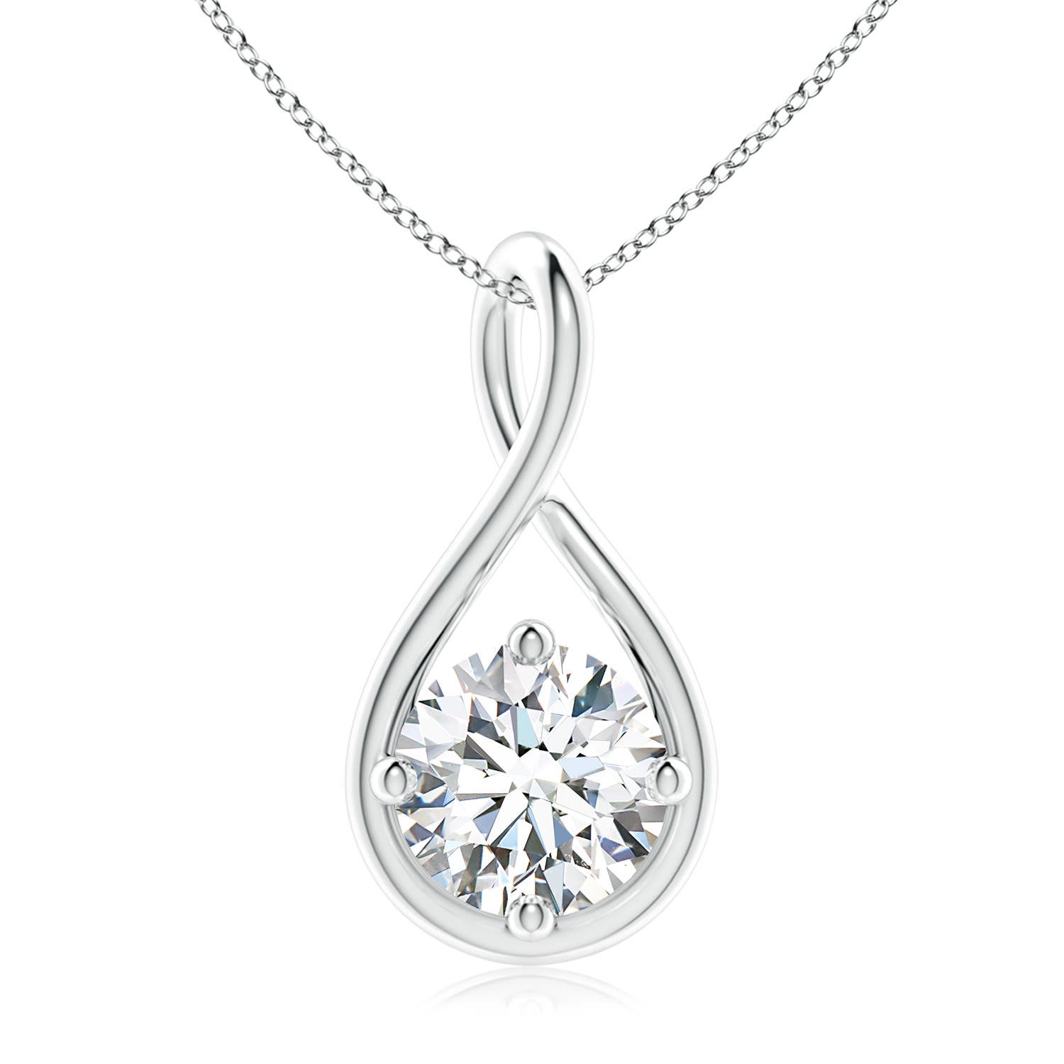 9.1mm FGVS Lab-Grown Solitaire Diamond Twist Bale Pendant in 18CT White Gold