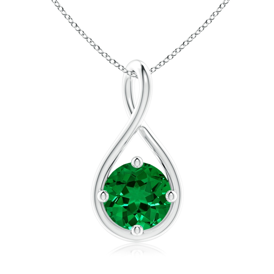 8mm Labgrown Lab-Grown Solitaire Emerald Twist Bale Pendant in White Gold 