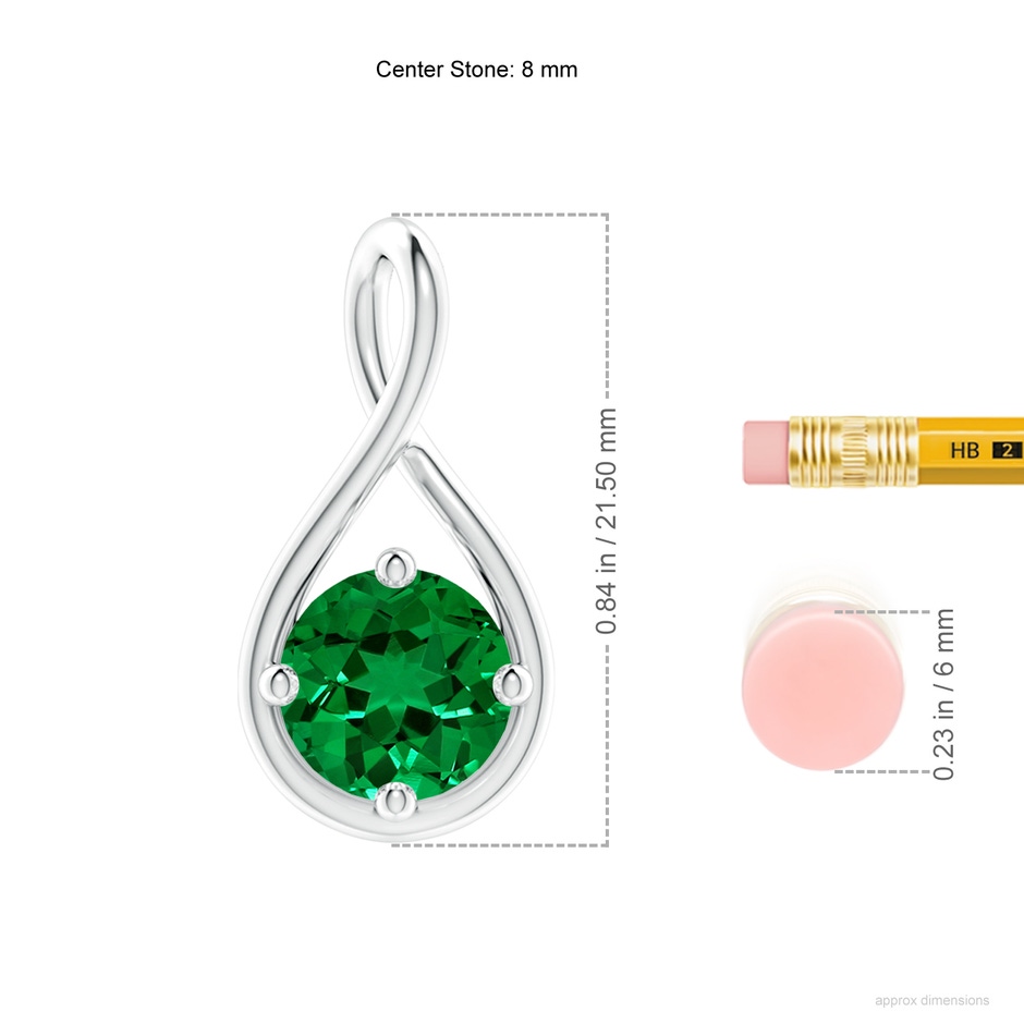 8mm Labgrown Lab-Grown Solitaire Emerald Twist Bale Pendant in White Gold ruler