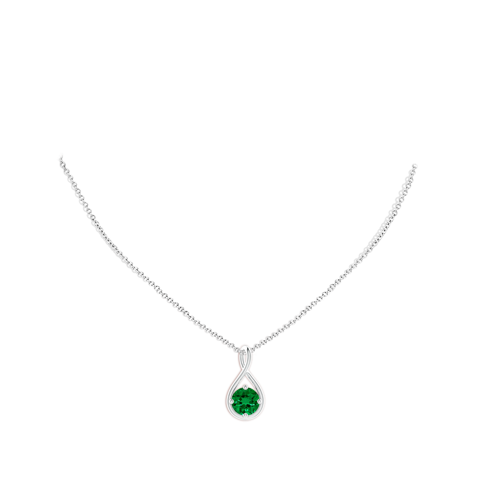 8mm Labgrown Lab-Grown Solitaire Emerald Twist Bale Pendant in White Gold pen