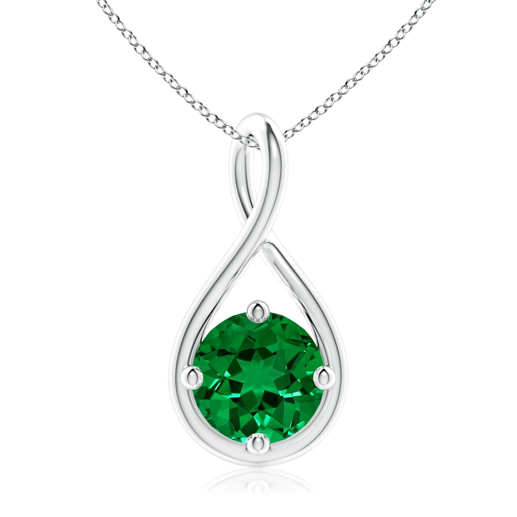 9mm Labgrown Lab-Grown Solitaire Emerald Twist Bale Pendant in White Gold 