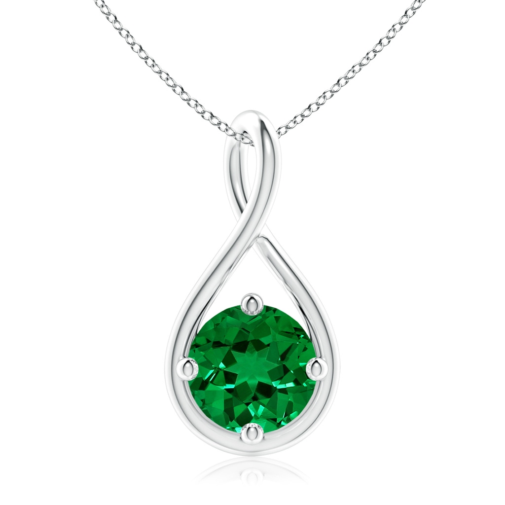 9mm Labgrown Lab-Grown Solitaire Emerald Twist Bale Pendant in White Gold