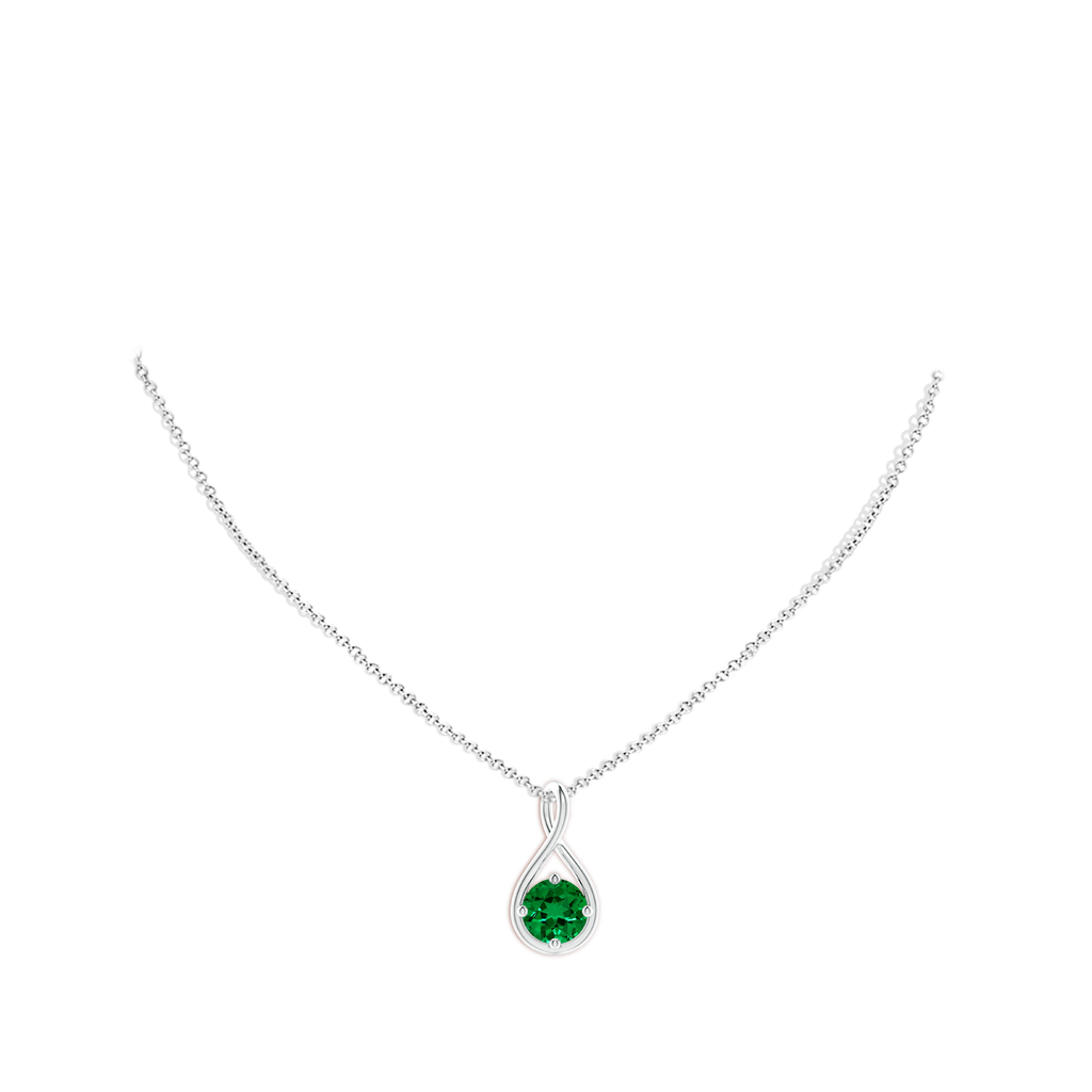 9mm Labgrown Lab-Grown Solitaire Emerald Twist Bale Pendant in White Gold pen