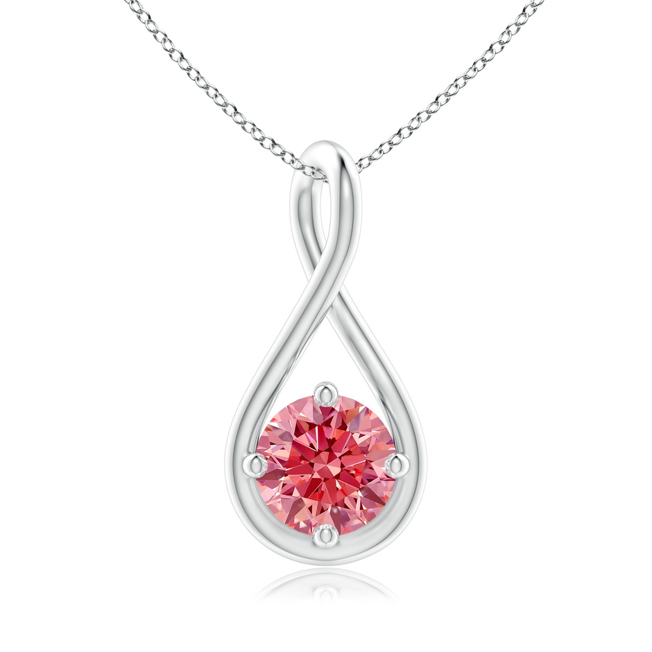 5.1mm Labgrown Solitaire Lab-Grown Fancy Intense Pink Diamond Twist Bale Pendant in 18K White Gold 