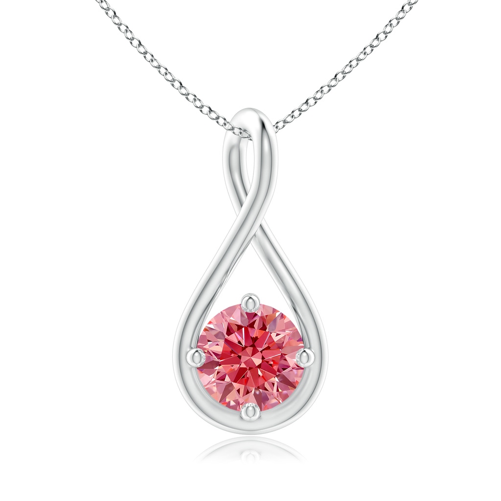 5.1mm Labgrown Solitaire Lab-Grown Fancy Intense Pink Diamond Twist Bale Pendant in P950 Platinum