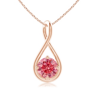 5.1mm Labgrown Solitaire Lab-Grown Fancy Intense Pink Diamond Twist Bale Pendant in Rose Gold