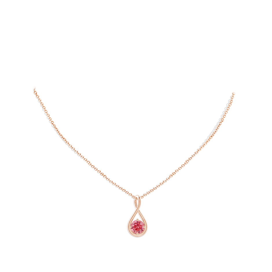 5.1mm Labgrown Solitaire Lab-Grown Fancy Intense Pink Diamond Twist Bale Pendant in Rose Gold pen
