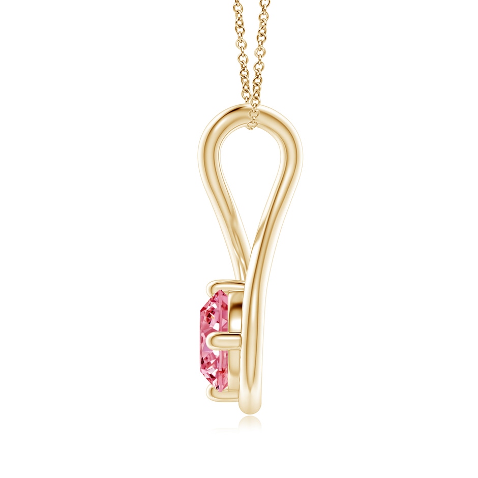 5.1mm Labgrown Solitaire Lab-Grown Fancy Intense Pink Diamond Twist Bale Pendant in Yellow Gold side 199