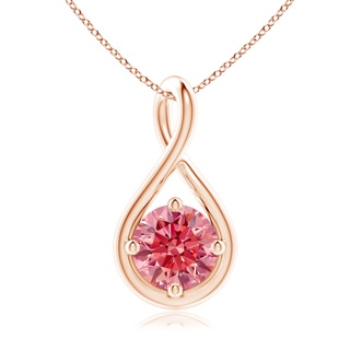 6.4mm Labgrown Solitaire Lab-Grown Fancy Intense Pink Diamond Twist Bale Pendant in 18K Rose Gold