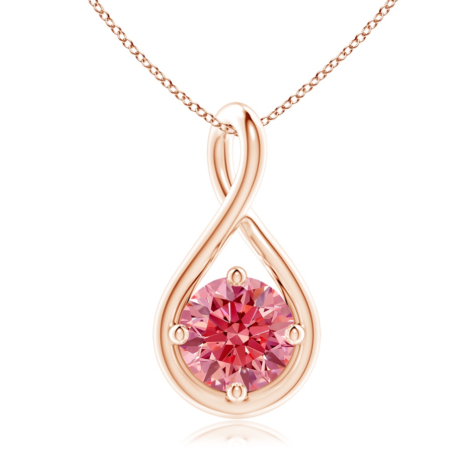 6.4mm Labgrown Solitaire Lab-Grown Fancy Intense Pink Diamond Twist Bale Pendant in Rose Gold 