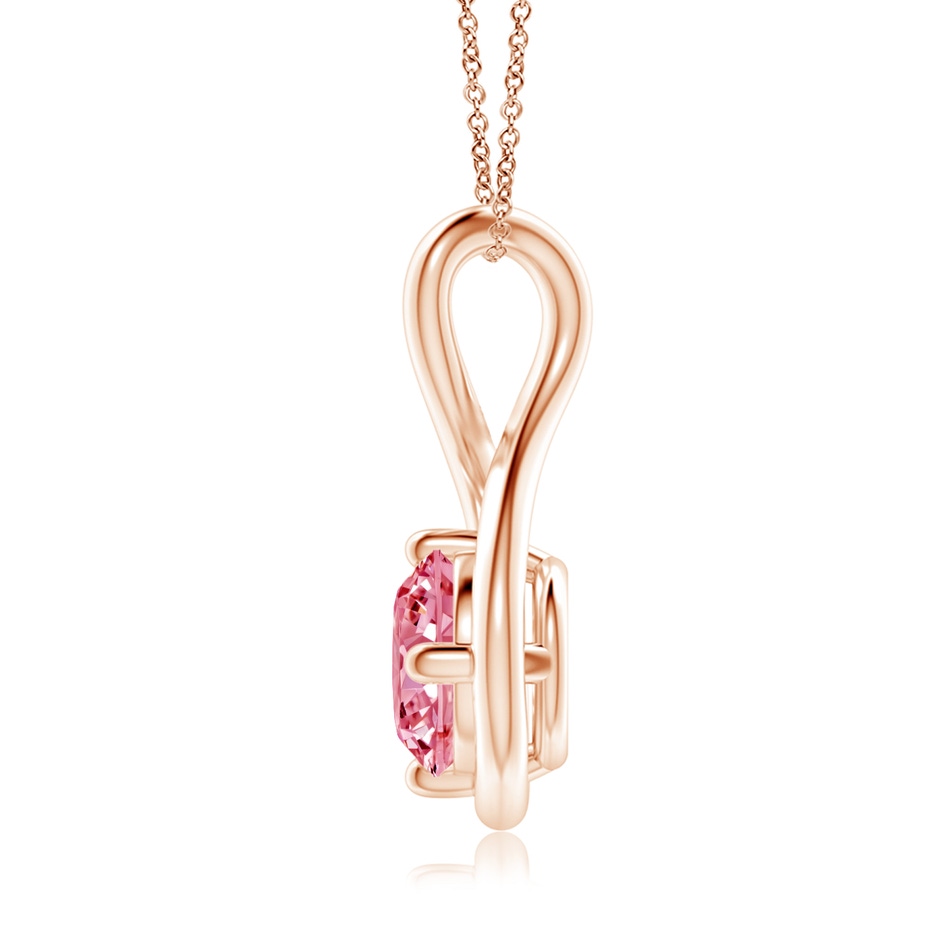 6.4mm Labgrown Solitaire Lab-Grown Fancy Intense Pink Diamond Twist Bale Pendant in Rose Gold side 199